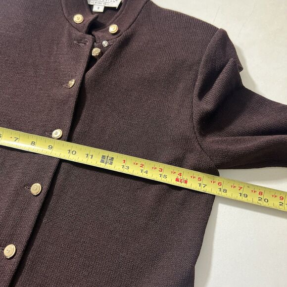 St John Santana Knit Jacket Size 6 Brown Mid Length Preppy Old Money - Picture 8 of 9